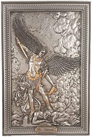 Studio Collection Saint Michael Wall Plaque, 6" x 9" (Satin Pewter Finish)