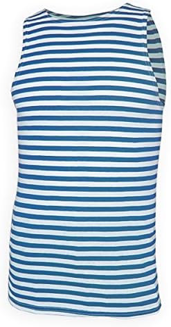 Genuine Russian Telnyashka Military Navy Marines T-Shirt Blue (Large (54))