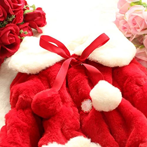 ZLOLIA Baby Clothes Winter Girls Kids 0-2 Year Toddler Flower Outwear Warm Jacket Snowsuit (80, Red)
