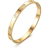 AILPIWE Gold Bangle Bracelets for Women 18K Gold Plated Stainless Steel Love Bangle Bracelet for Women Men