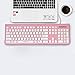 Hi-azul Wired USB Keyboard, Ergonomics Ultra Slim Wired Keyboard Chocolate Quiet Waterproof Keyboard with Floating Key Caps for Office and Home Use (Pink)