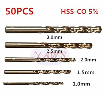 Generic 50 PCS HSS-CO(M35) Straight Shank Twist Mini Bench 1-3mm Metal Drill Bit Specifically For Drilling Stainless Steel
