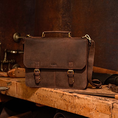 LEABAGS Gainsville genuine buffalo leather messenger bag in vintage