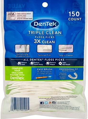 DenTek Triple Clean Advanced Clean Floss Picks, No Break & No Shred Floss, 150 Count, Pack of 3, 150 count (Pack of 3) - Image 3