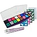 Face Paint Kit: 16 Vibrant Colors, 40 Stencils, Gold/Silver Glitter, 3 Brushes - Professional Water Based Non Toxic Paint Palette For Play, Party, Body Art