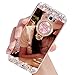 Galaxy Note 8 Case,XIHUA Luxury Crystal Rhinestone Soft Rubber Bumper Bling Diamond Glitter Mirror Makeup Case with Ring Stand Holder for Samsung Galaxy Note 8 - Rose Gold