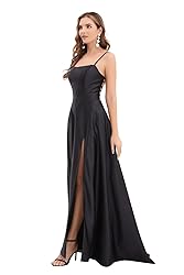 GOOSPRAN Women's satinprome Dress Long Train Side