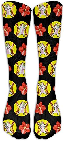 Dabbing Unicorn Softball Flower Unisex Cotton Crew Athletic Sock Running Socks Soccer Socks