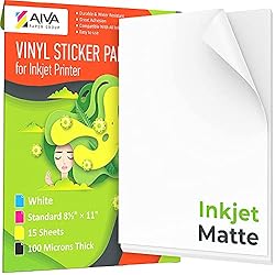 Printable Vinyl Sticker Paper For Inkjet Printer - Matte White - 15  Self-Adhesive Sheets - Waterproof Decal Paper - Standard Letter Size  8.5"x11" on Galleon Philippines