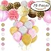 PAXCOO Pink and Gold Tissue Pom Poms Lanterns and Party Balloons for Baby Shower Party Decorations