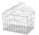 Darice VL1017 Metal Bridal Birdcage Card Holder, White