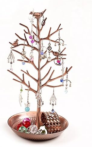 Tree Birds Jewelry Display Stand Holder Rack for Hanging Earring Necklaces Bracelet Ring by ZHCH(antique bronze)