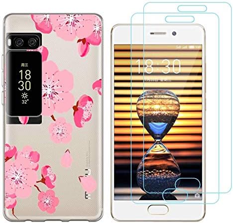 Meizu Pro 7 Case chrysanthemum Premium Soft Silicone Gel TPU Protective Back Cover for Meizu Pro 7 (5,2 Inch) With Two Tempered Glass Screen Protector