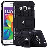 LK Hybrid Dual Layer Armor Defender Protective Case with Kickstand for Samsung Galaxy Core Prime - Black