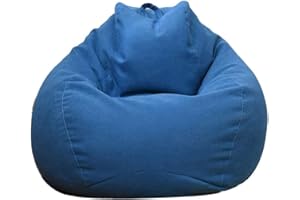 WAQIA Stuffed Animal Storage Bean Bag Chair Cover (No Filler) - Stuffable Zipper Beanbag Cover-Cotton Linen Memory Foam Beanbag Replacement Cover for Adults and Kids Without Filling