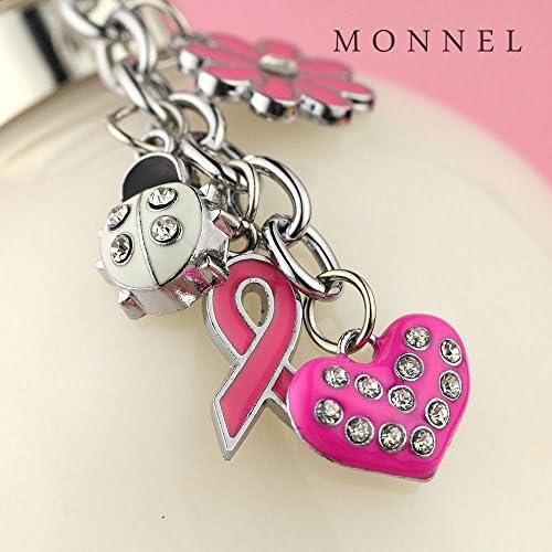 Z05 Cute Pink Style Ladybug Flower Ribbon Love Heart Keychain Car Keyring