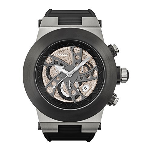 Mulco Evol Daccar Quartz Swiss Chronograph Mens Watch | Premium Analog Display with Gun Metal and Steel Accents | Silicone Watch Band | Water Resistant Stainless Steel Watch (Black/Beige)