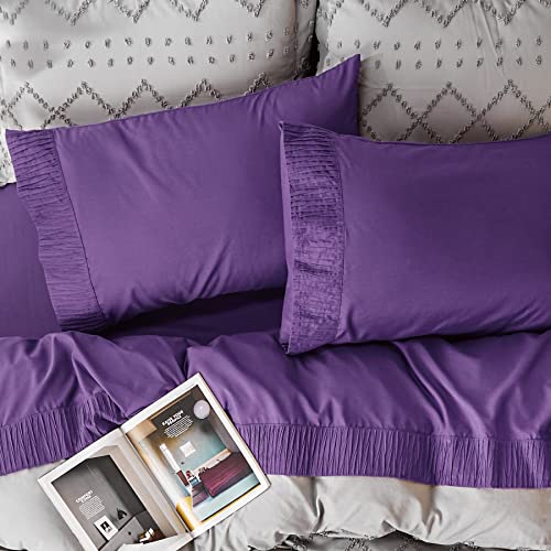 Bedsure Queen Sheet Set Soft 1800 Sheets for Queen Size Bed, 4 Pieces