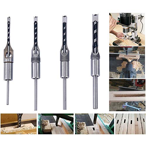 PinShang Silver Color Square Hole Mortiser Saw Drill Bit Set for Woodworkers 7-Piece Set