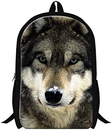 Wolf 3D Printing Children School Backpack Animals Wolf School Bags Girls Boys Mens Casual Travel Shoulder Bags Army Green