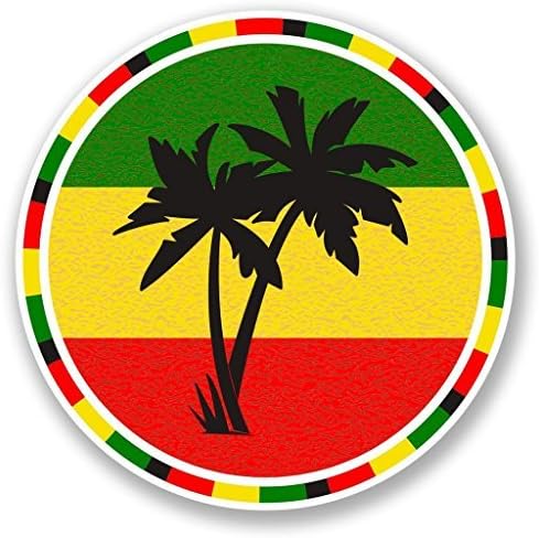 NI378 **2-Pack** Jamaica Rasta Palm Trees Sticker/Decal | Premium Quality Vinyl Sticker | 4-Inches