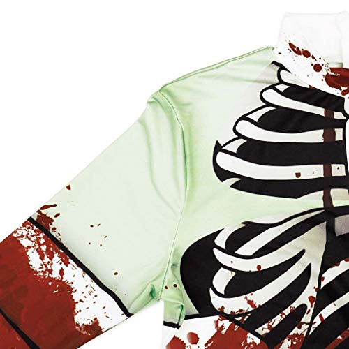 charmsamx Women's Halloween Dress Skeleton Blood Printed Sexy Bodycon Tight Mini Dresses Long Sleeve 3D Print Skull Dress Costume for Halloween Party - Thumbnail 5
