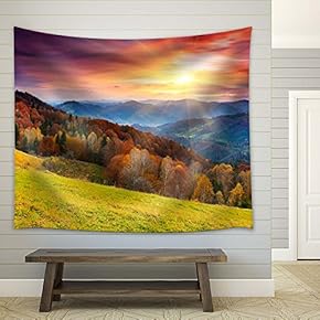 Majestic View on Mountain Top - Fabric Tapestry, Home Decor - 51x60 inches