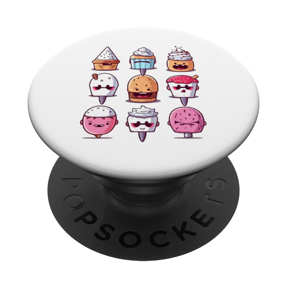 Angry Ice Cream Cone With Knive Grimly Icecream Sorbet Tee PopSockets Swappable PopGrip