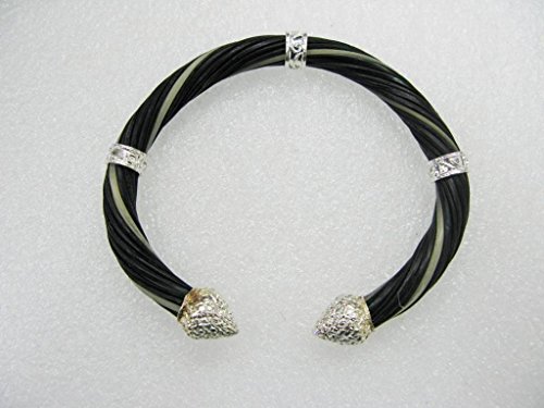 Premium Rare Black White African Elephant Hair Tail Bracelet With