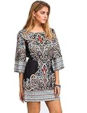 Floerns Women's Ethnic Dresses Half Sleeve Waistband Dress