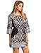 Floerns Women's Ethnic Print Half Sleeve Waistband Dress