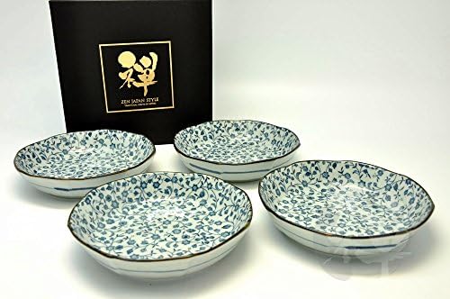 Japanese Mino yaki plate 4pc set 15.5 / 15.5 / 3.3cm (6.1 / 6.1 / 1.2inch)[7146]