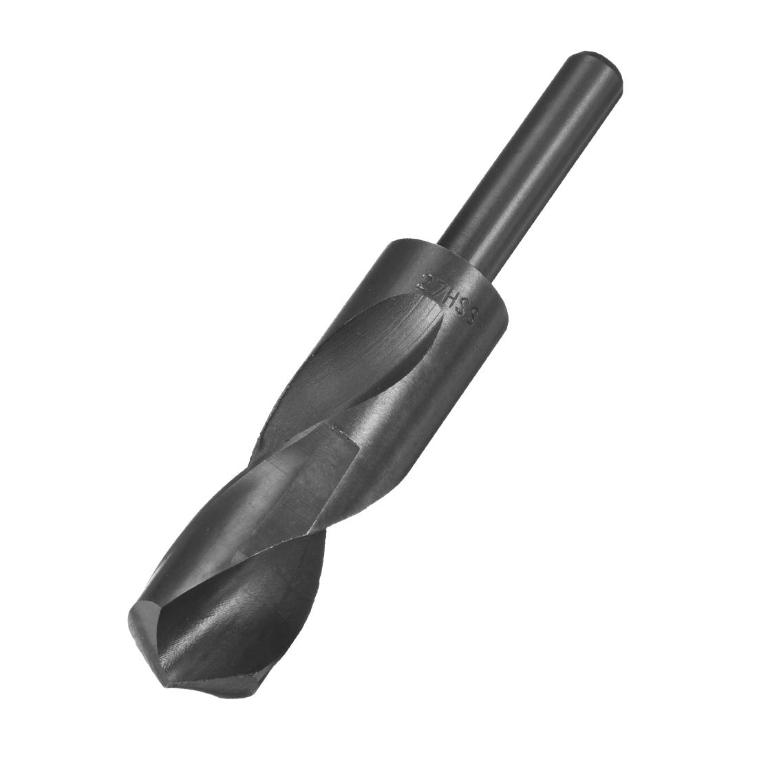 sourcing map Reduced Shank Drill Bit 27mm Black Nitride Coated with 1/2 Inch Straight Shank, High Speed Steel HSS 9341 Twist Drill Bit for Stainless Steel Alloy Metal Plastic