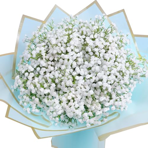 15 Pcs Babys Breath Artificial Flowers, Baby Breath Flowers Artificial Bulk, Real Touch White Fake Flowers, Faux Babies Breath Gypsophila for Wedding Home Decor Floral Arrangement