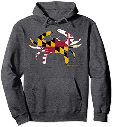 Unisex Maryland State Flag Blue Crab Pullover Hoodie Small Dark Heather