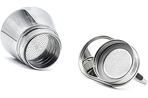 Stainless Steel Single-Tube Moka Pot Coffee Maker, 200 mL Stovetop Espresso Pot for 1–4 Cups, Non- Removable Filter, Compact 