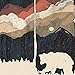 Starry Night Sky Decor Arts Print For Wall - Beautiful Outdoor Wilderness Inspiration Picture of A Bear in the Forest Unframed Wanderlust Illustration 8 x 10 Inches Mountain Decor