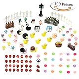 Dr.Beauty 100 pcs Miniatures Fairy Garden Accessories Miniature Ornament Kit with Tweezer Outdoor Plant Decoration DIY Décor Kit