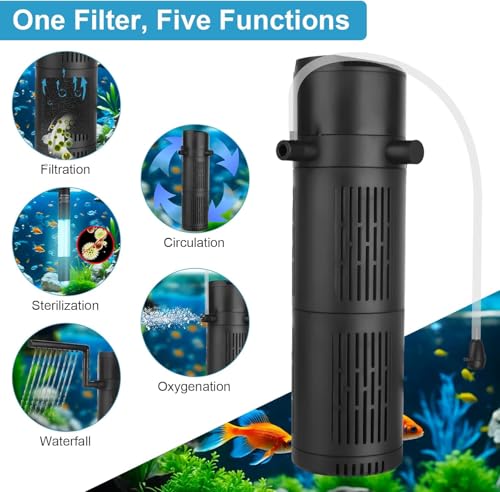 BAITAI 1800L/H Fish Tank Filter for Green Water with Timer,5-in-1 Aquarium Filter Pump for 180–600L Freshwater & Saltwater Tanks