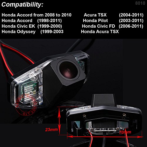 170Â° Reversing Vehicle-Specific Integrated in Number Plate Light License Rear View Backup Camera for Honda Accord/Acura TSX/Accord/Pilot/Civic EK/Civic FD/Odyssey/Acura TSX (HD Back Camera)