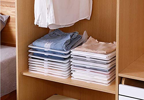 Closet Mess Killer l Foldable Stackable Folded T-Shirt Clothing Organizer l Fold Sort Laundry System l For Closets, Drawers, Dresser, Shelves, Suitcase, Wardrobe, Cabinet l Small (Tshirts), Pack of 50