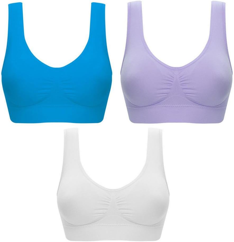 SZJH3 Pack of Simply Ultra Comfort Seamless Sport Style Bra with Removable Pads
