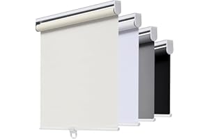 AOSKY Cordless Roller Shades Blackout Blinds for Windows Room Darkening Rolled Up Shades with Spring System, UV Protection Window Shades Door Blinds for Home and Office (25" W x 72" H, Ivory)