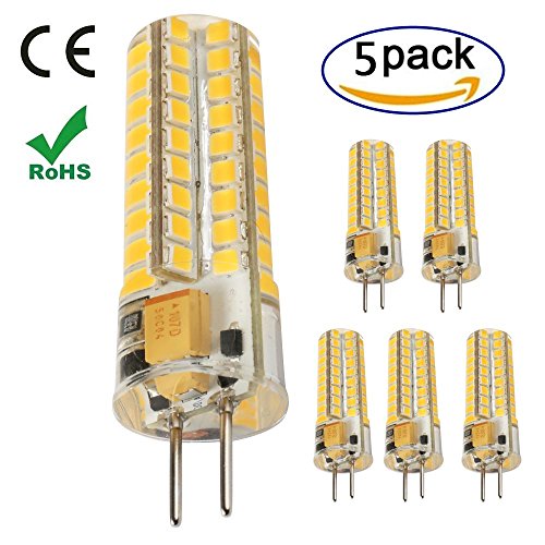 Ukey U GY6.35 LED Bulbs,5W Bi-pin Base AC/DC 12V 2700K Warm White, G6.35/GY6.35 Base JCD LED Halogen Incandescent 50W Replacement Bulb 5Pack (5)