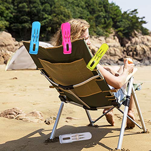Ostrichy Beach Towel Clips for Pool Chairs, Plastic Beach Chair Clips, Towel Clips for Beach Chairs Cruise, Fashion Bright Color Pool Chair Clips, 8 Pieces Oversized Beach Towel Clips