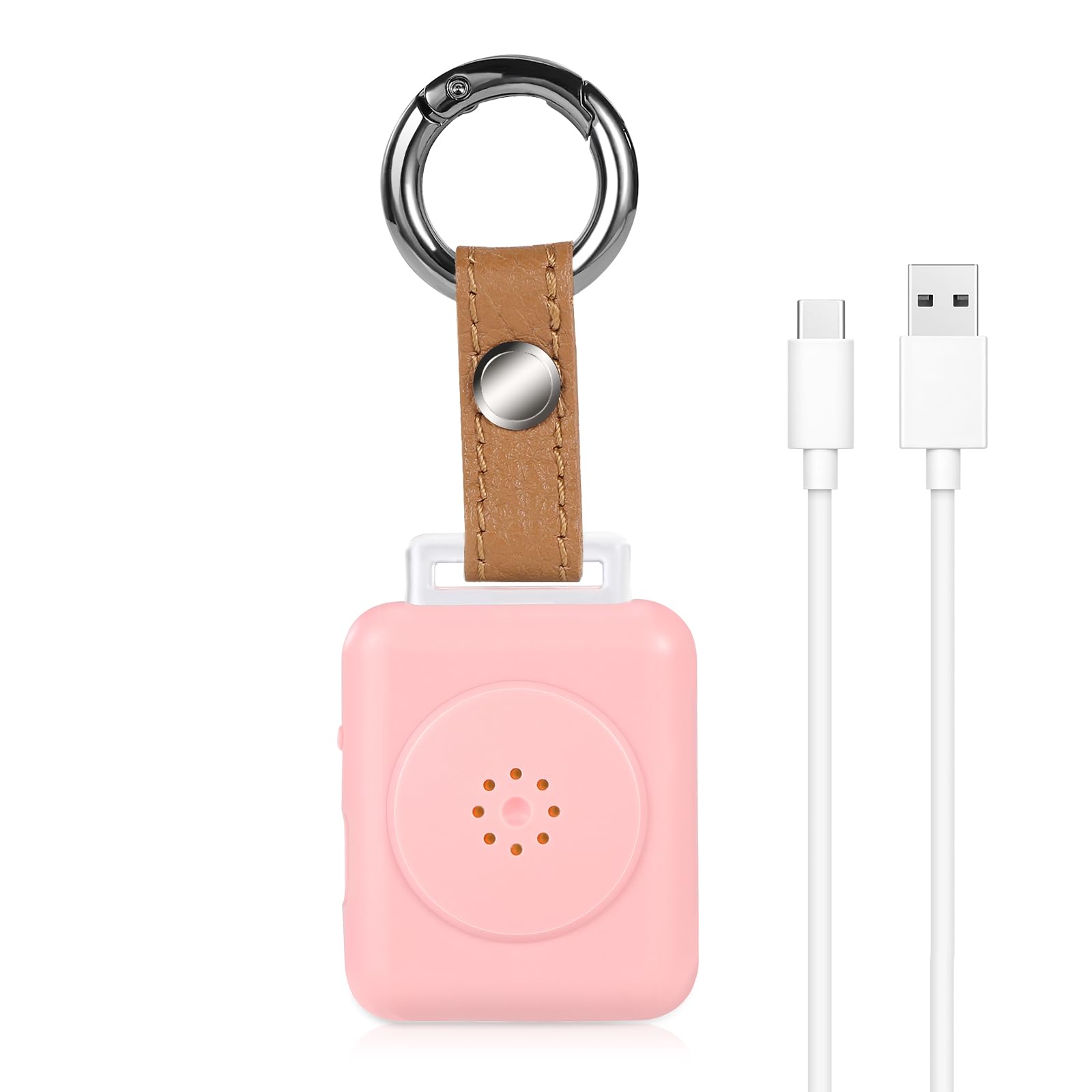 LE Sircut PA01 Fashion Leather Keychain Personal Alarm, Siren for Women, Students, Kids, Elderly, Girls, Panic Alarm, Rechargeable, 130dB extra loud with LED Flashlight. (Blossom)