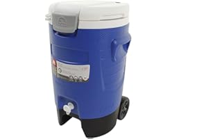 Igloo 5 Gallon Wheeled Portable Sports Cooler Water Beverage Dispenser with Flat Seat Lid, Blue, Model Number: 42256