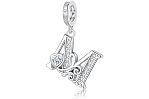 Letter Charms for Pandora Bracelets Silver Cubic Zirconia Alphabet Initial Charms Bead Pendant Jewelry Gift for Women