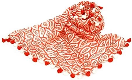 Silk Cotton Print Scarf with Handmade Pompom Tassel by KAMIKA HANDCRAFTED