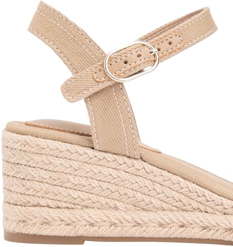Damen Wedge Sandalen Webbing aus Canvas, Beige (Safari Canvas), 36